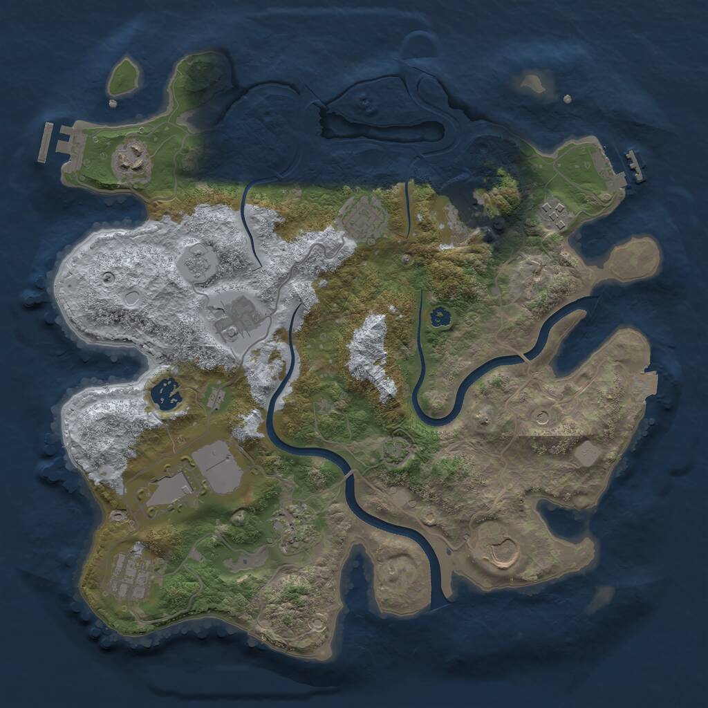 Rust Map: Procedural Map, Size: 3500, Seed: 1005615199, 16 Monuments