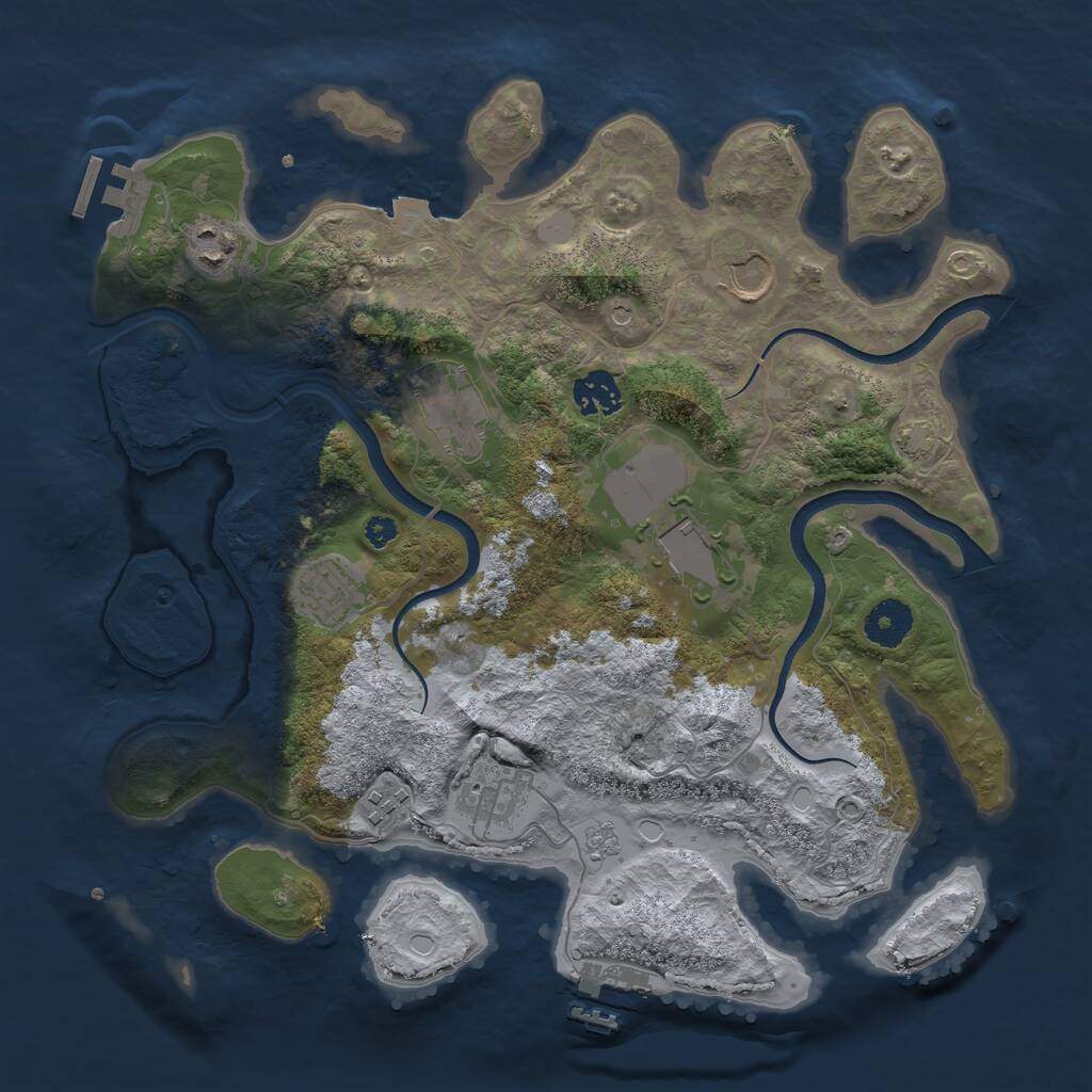 Rust Map: Procedural Map, Size: 3500, Seed: 1039214123, 14 Monuments