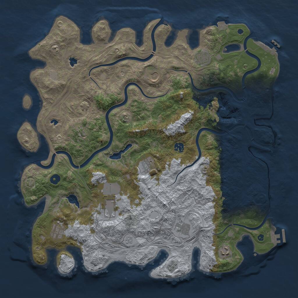 Rust Map: Procedural Map, Size: 4500, Seed: 1141268509, 16 Monuments