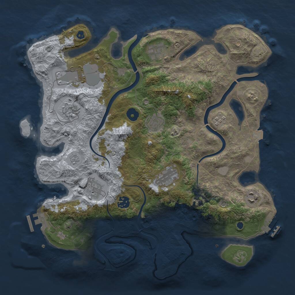 Rust Map: Procedural Map, Size: 3600, Seed: 3498, 15 Monuments