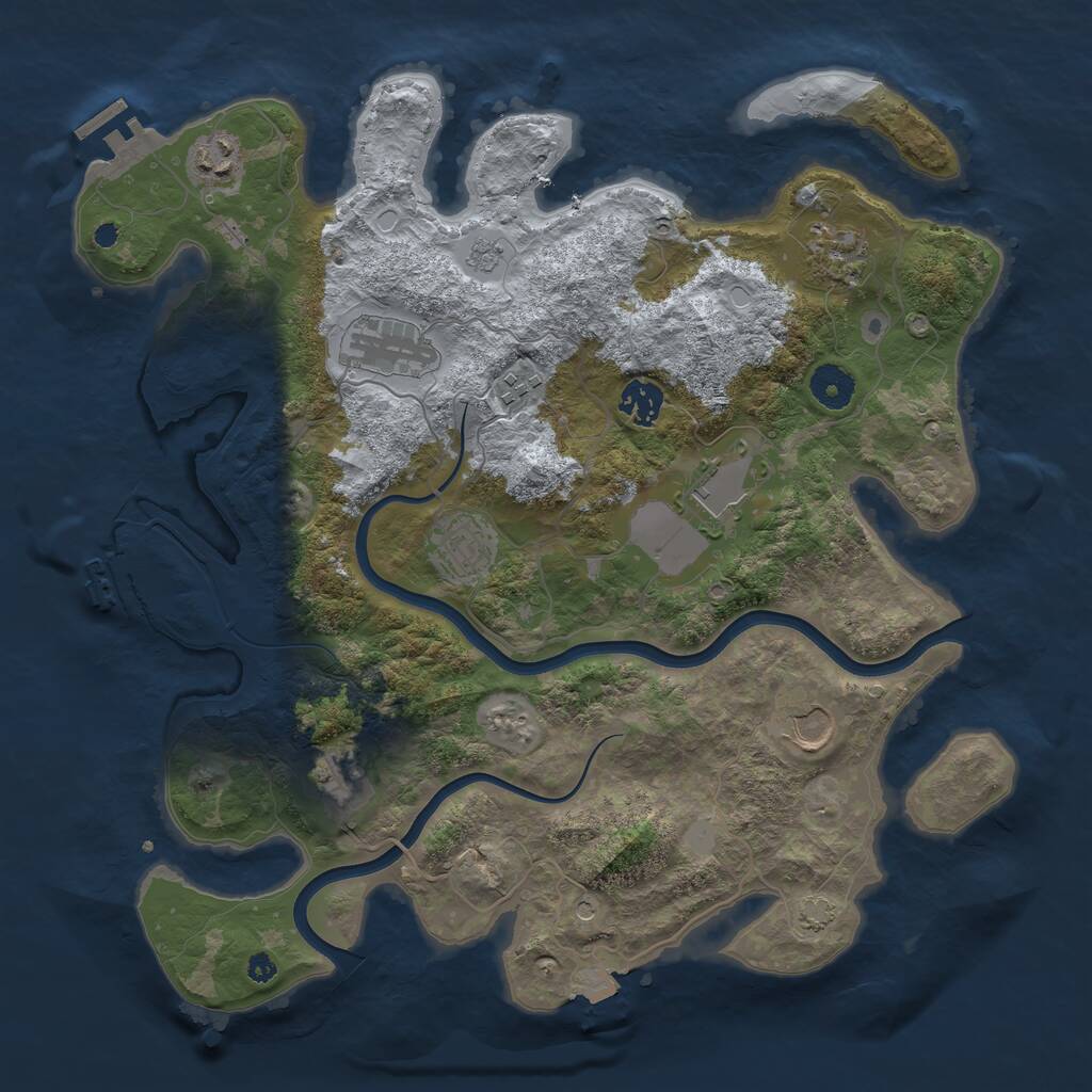 Rust Map: Procedural Map, Size: 3750, Seed: 925570423, 15 Monuments
