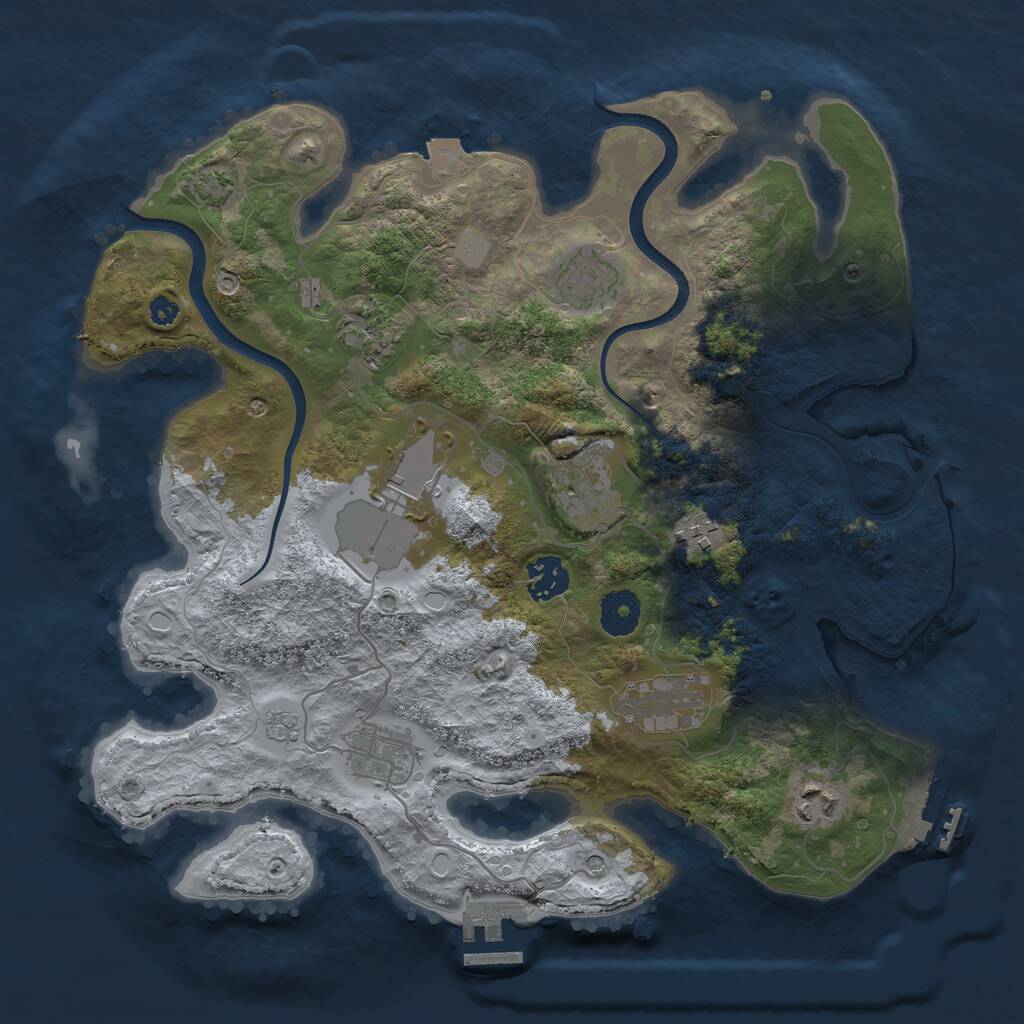 Rust Map: Procedural Map, Size: 3500, Seed: 850923700, 15 Monuments