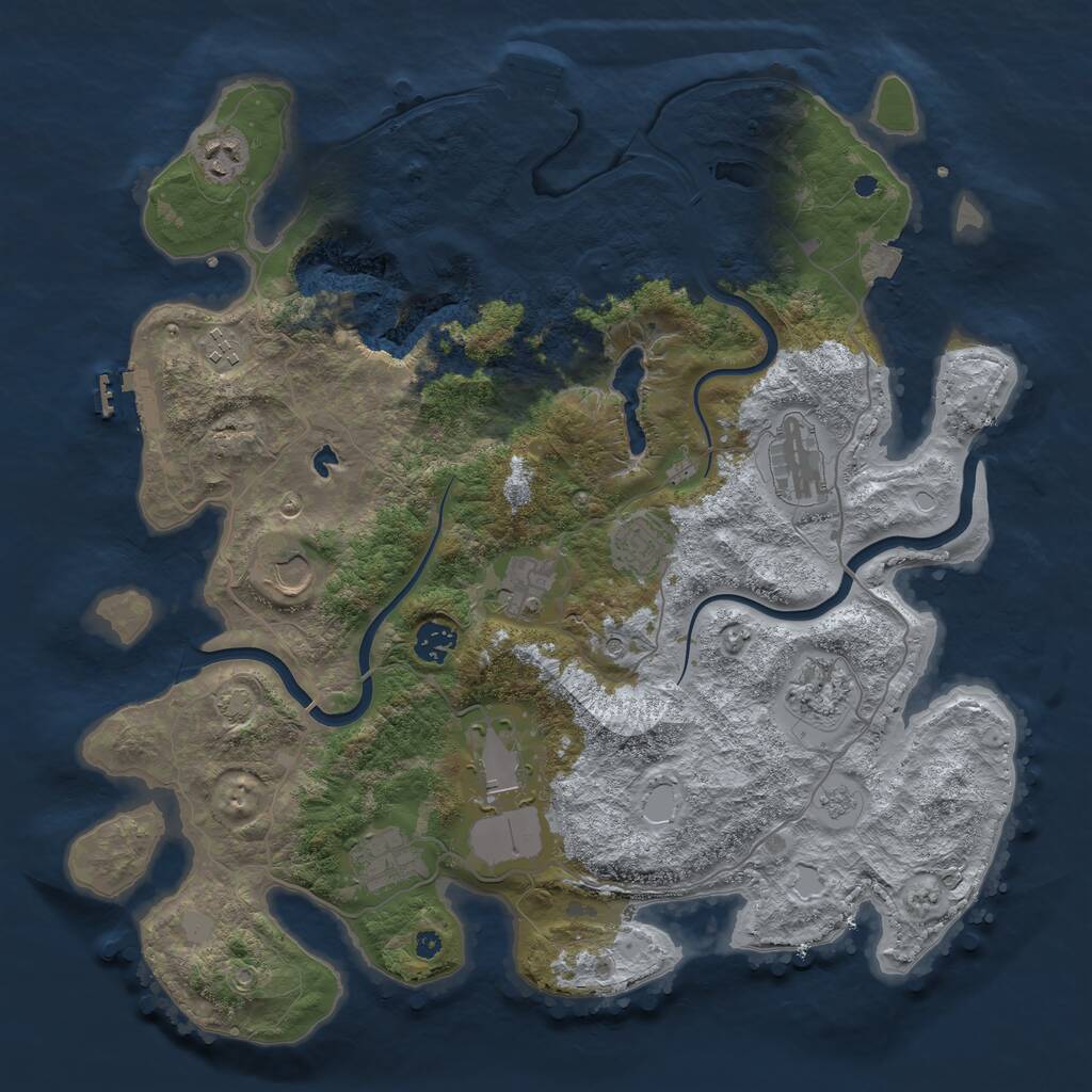 Rust Map: Procedural Map, Size: 4000, Seed: 806385303, 16 Monuments