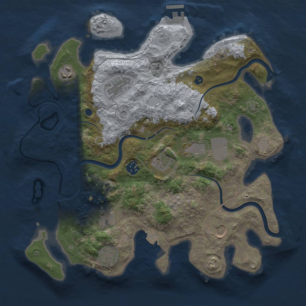 Rust Map: Procedural Map, Size: 3500, Seed: 1775023431, 14 Monuments