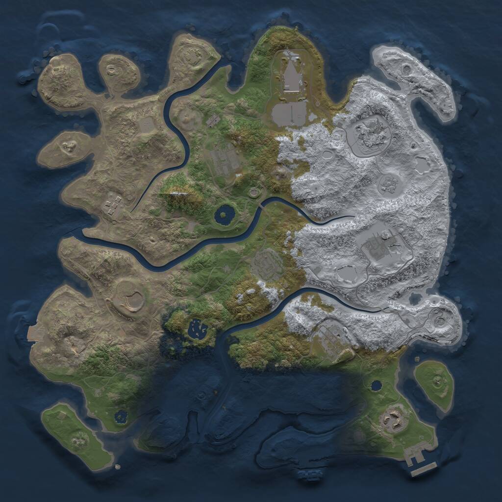 Rust Map: Procedural Map, Size: 3750, Seed: 799216758, 16 Monuments
