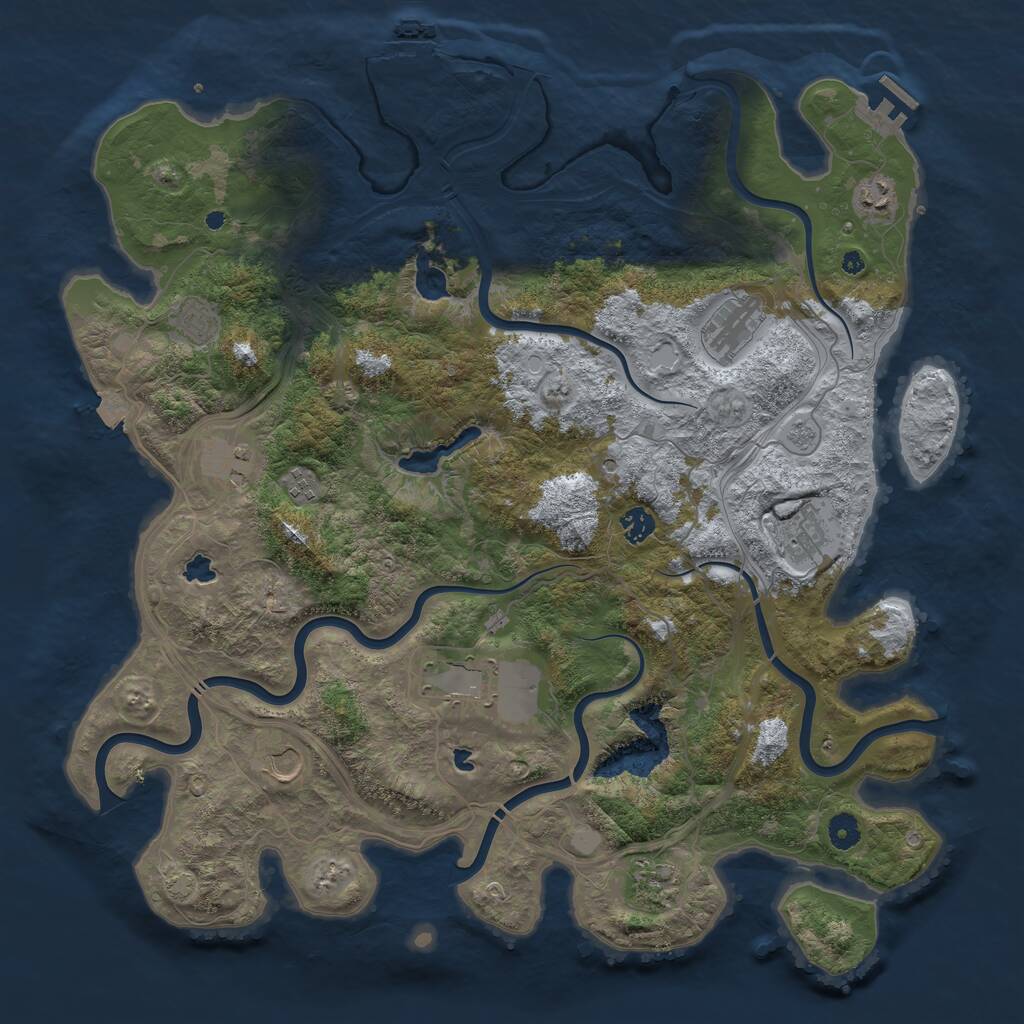 Rust Map: Procedural Map, Size: 4500, Seed: 122233, 16 Monuments