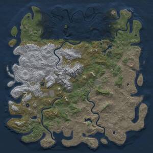 Thumbnail Rust Map: Procedural Map, Size: 6000, Seed: 879550626, 17 Monuments