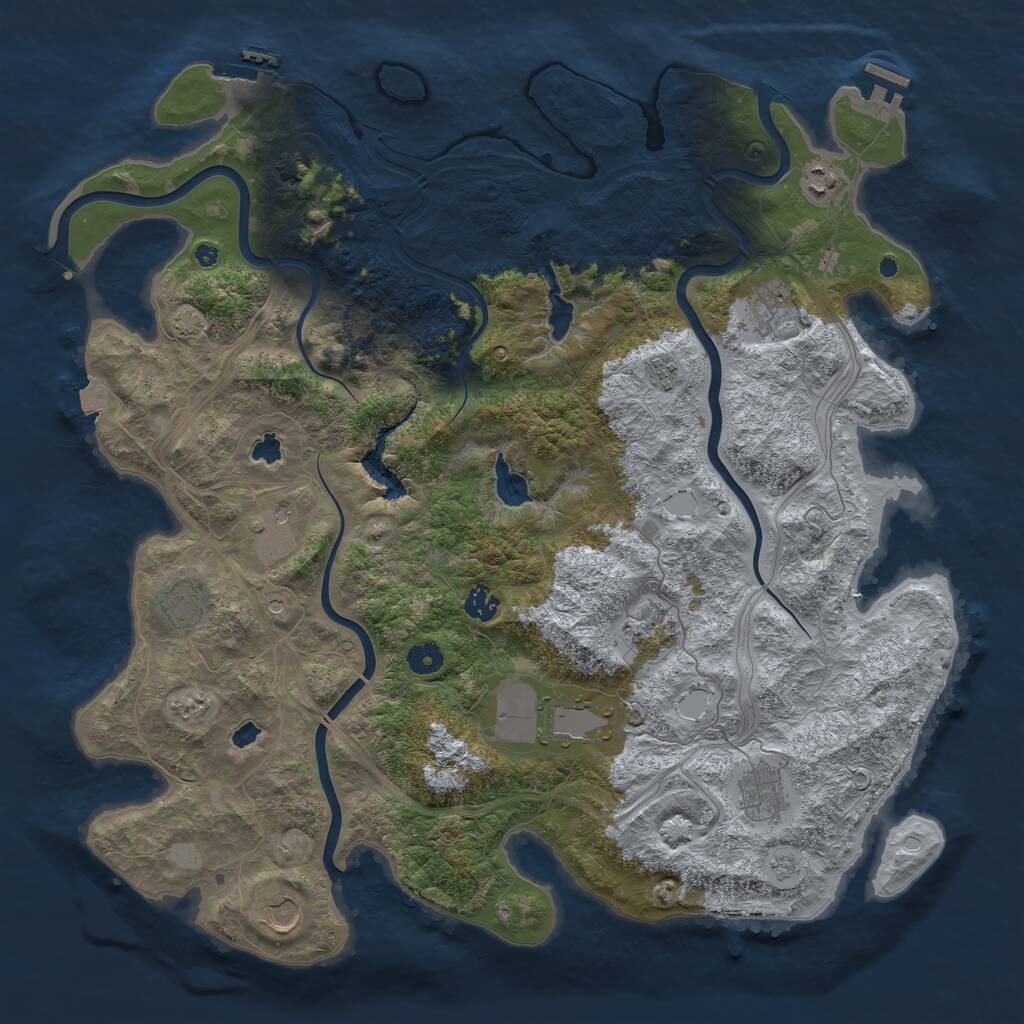 Rust Map: Procedural Map, Size: 4500, Seed: 930372236, 16 Monuments