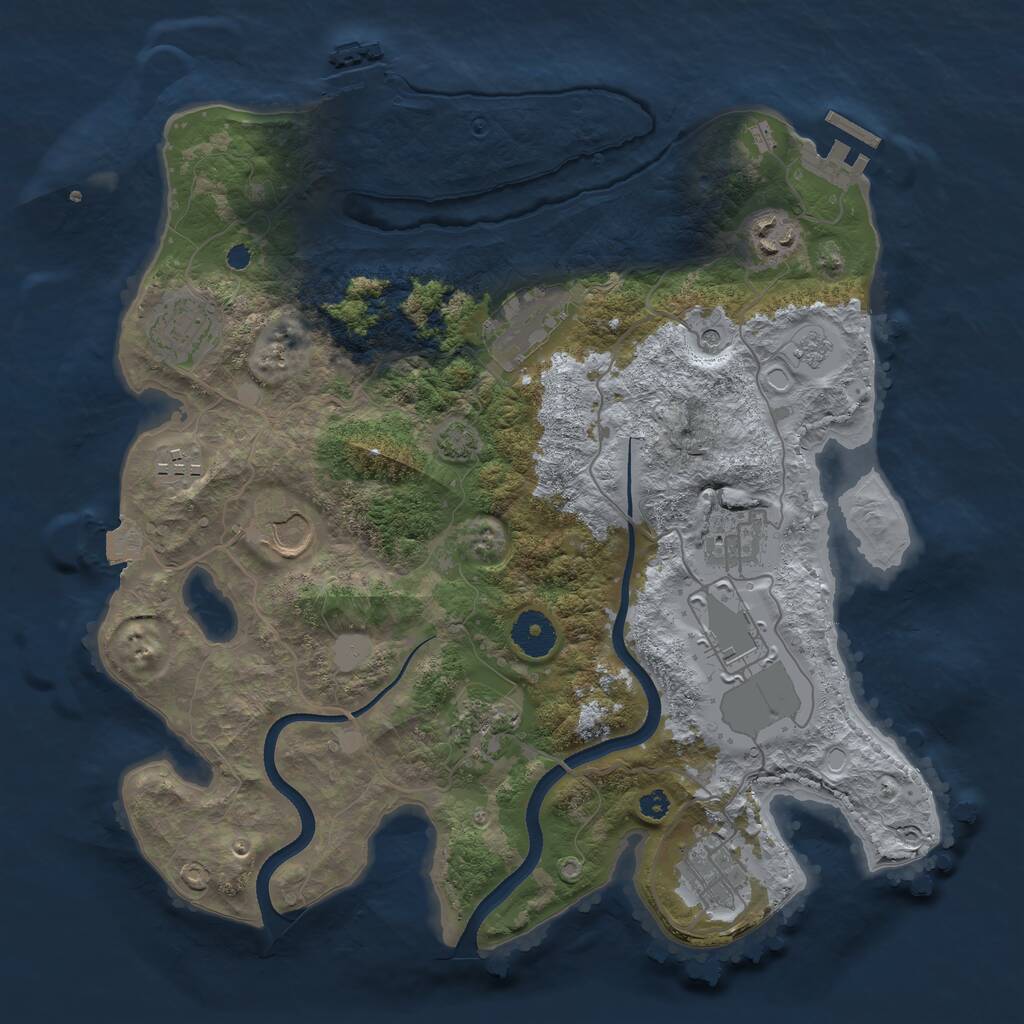 Rust Map: Procedural Map, Size: 3500, Seed: 444022379, 15 Monuments