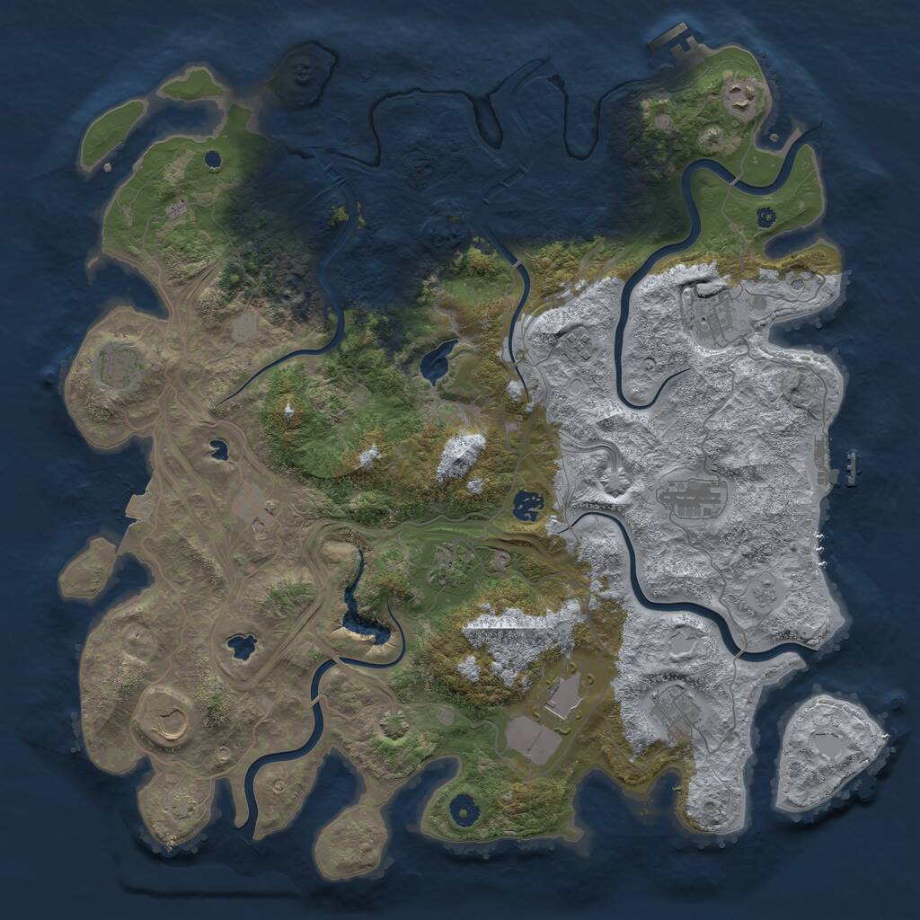 Rust Map: Procedural Map, Size: 4500, Seed: 937933061, 17 Monuments