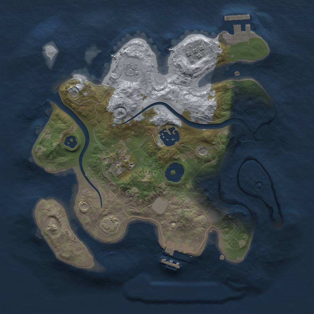 Rust Map: Procedural Map, Size: 2500, Seed: 946063490, 9 Monuments