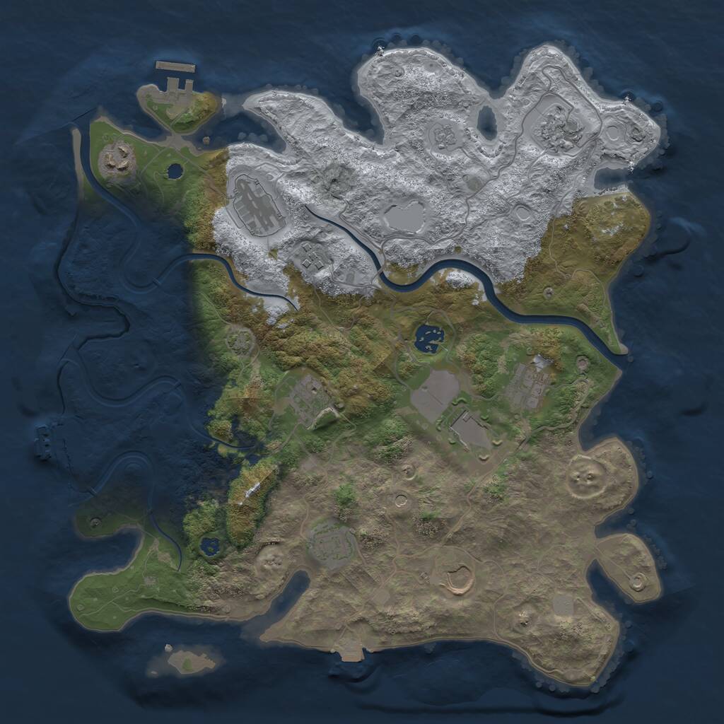 Rust Map: Procedural Map, Size: 3750, Seed: 892400, 16 Monuments