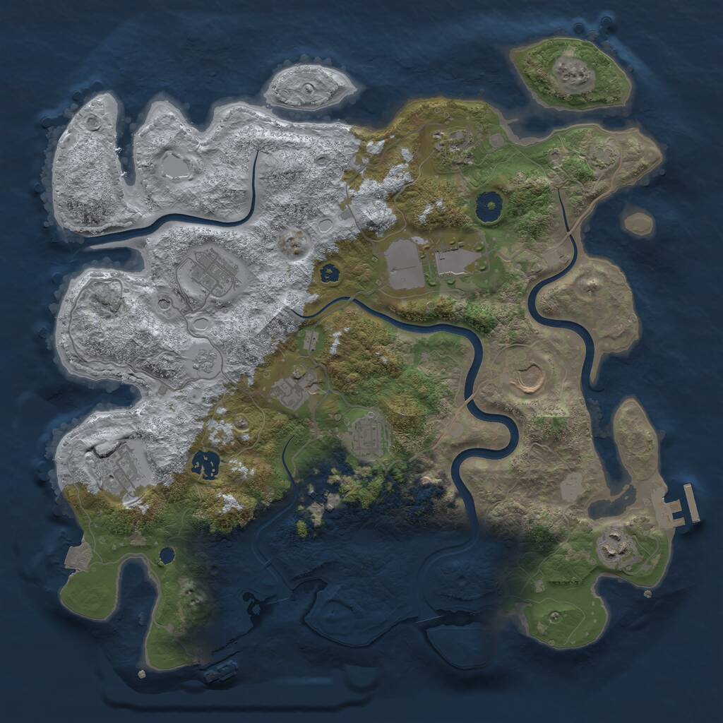 Rust Map: Procedural Map, Size: 3750, Seed: 1081290200, 16 Monuments