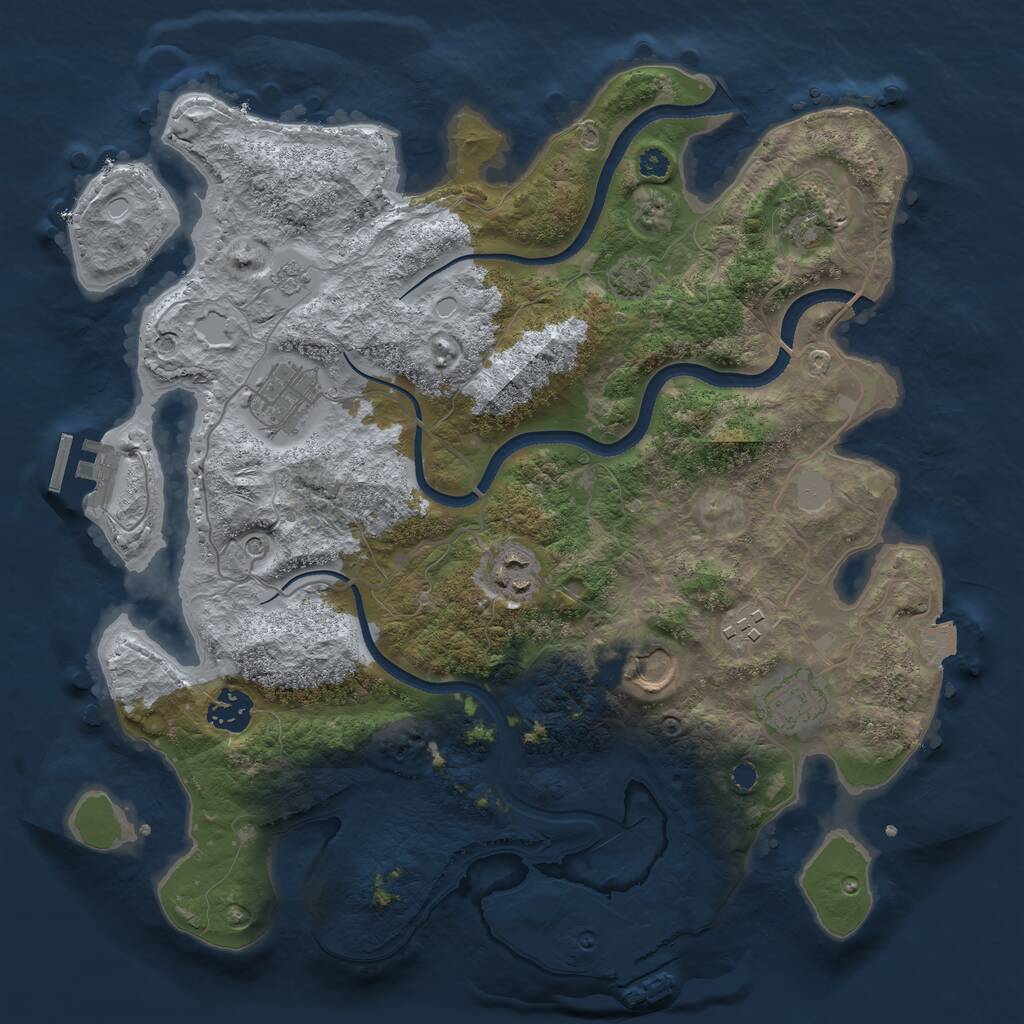 Rust Map: Procedural Map, Size: 3500, Seed: 1089414106, 13 Monuments