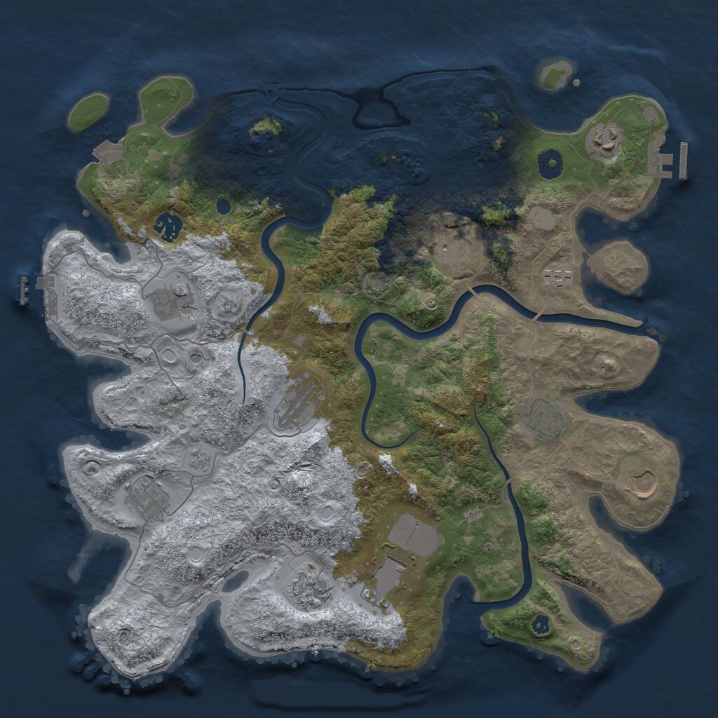 Rust Map: Procedural Map, Size: 3917, Seed: 1075161297, 17 Monuments