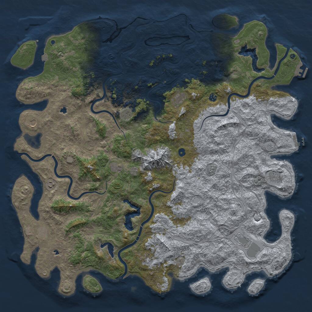 Rust Map: Procedural Map, Size: 6000, Seed: 575780243, 17 Monuments