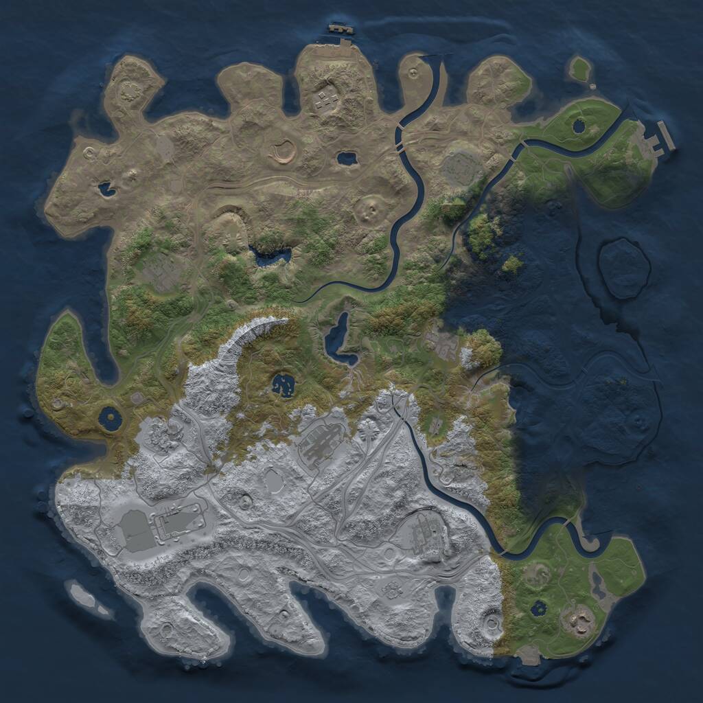 Rust Map: Procedural Map, Size: 4500, Seed: 229681807, 17 Monuments