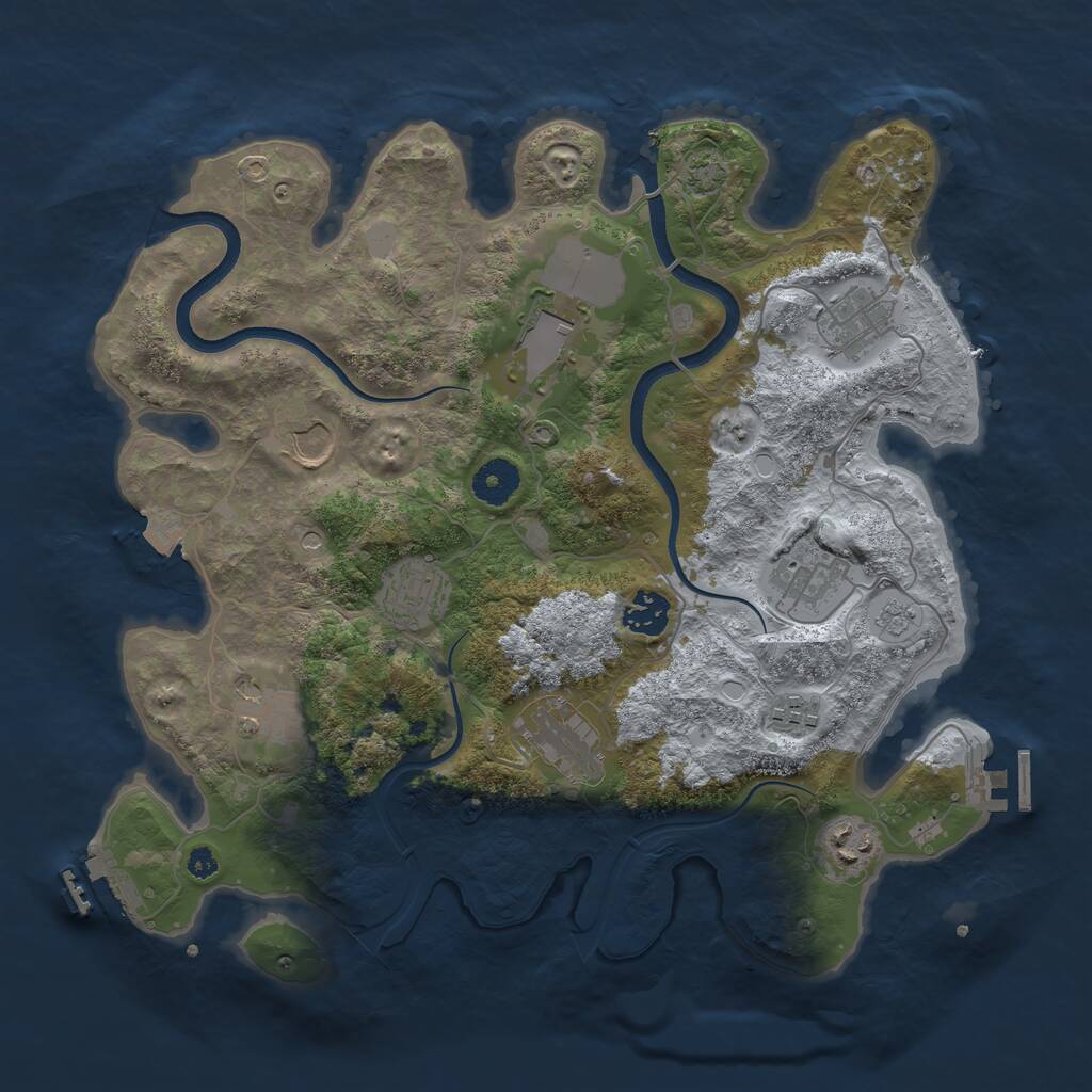 Rust Map: Procedural Map, Size: 3600, Seed: 188432054, 16 Monuments