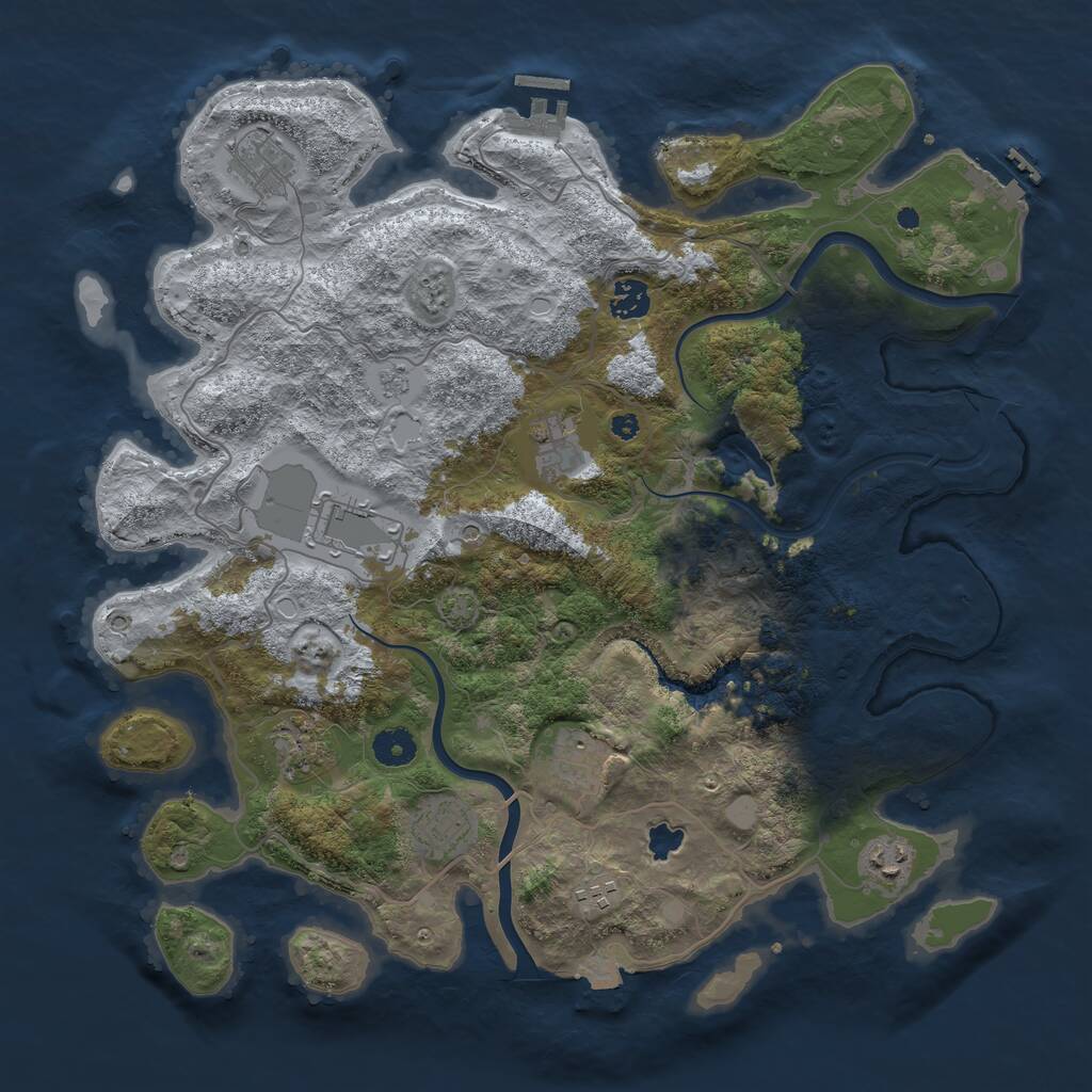 Rust Map: Procedural Map, Size: 4000, Seed: 990361, 15 Monuments
