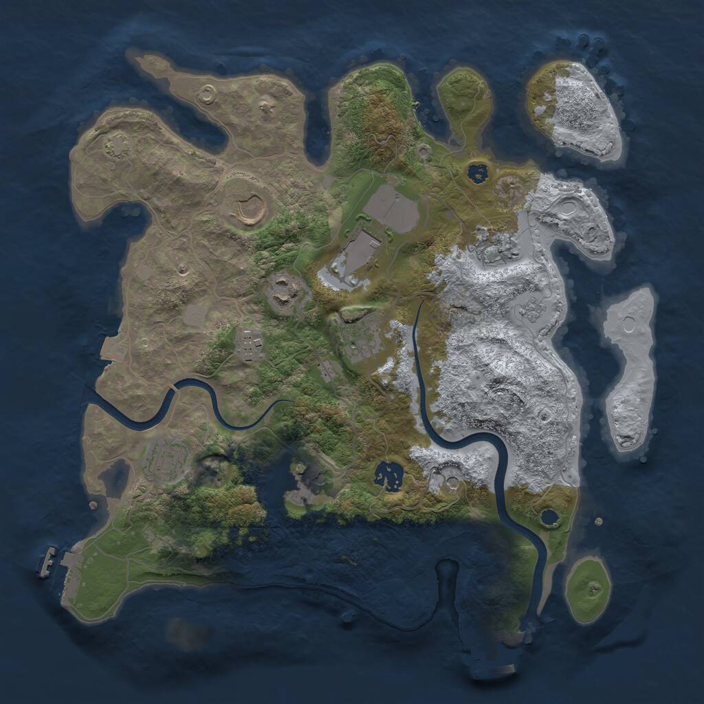Rust Map: Procedural Map, Size: 3500, Seed: 1905285439, 15 Monuments