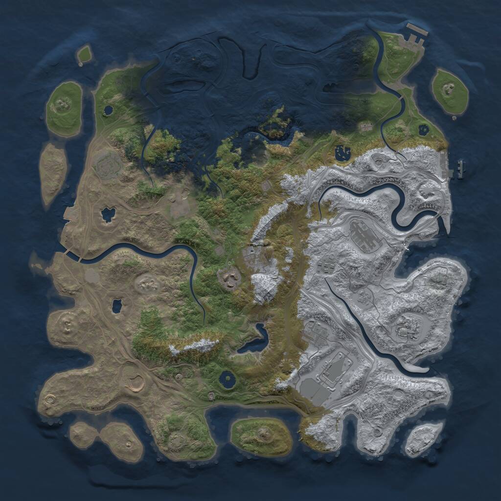 Rust Map: Procedural Map, Size: 4500, Seed: 889644557, 17 Monuments
