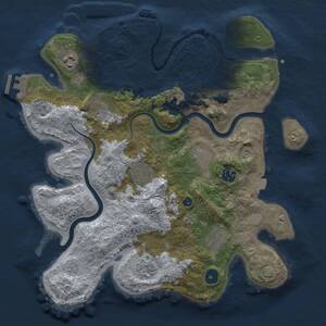 Thumbnail Rust Map: Procedural Map, Size: 3457, Seed: 1075161297, 14 Monuments