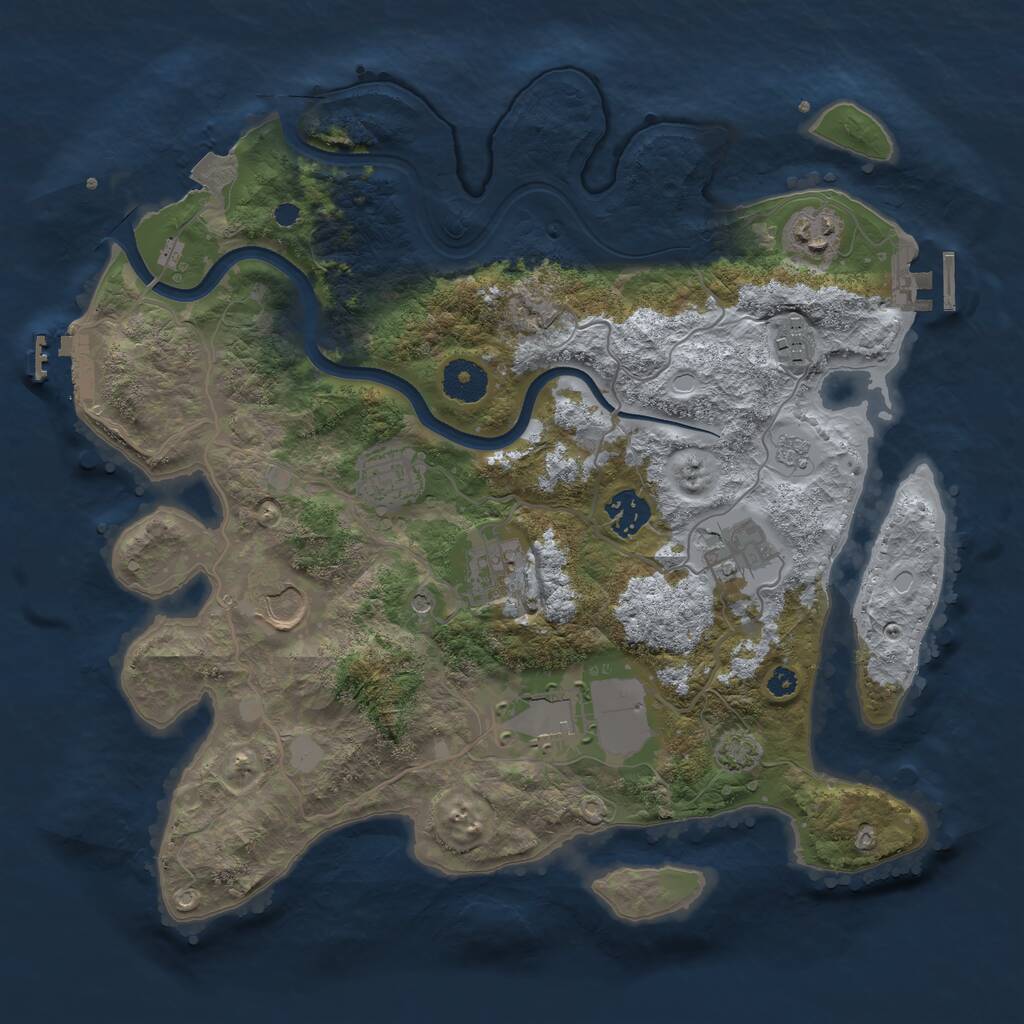 Rust Map: Procedural Map, Size: 3500, Seed: 187186796, 14 Monuments