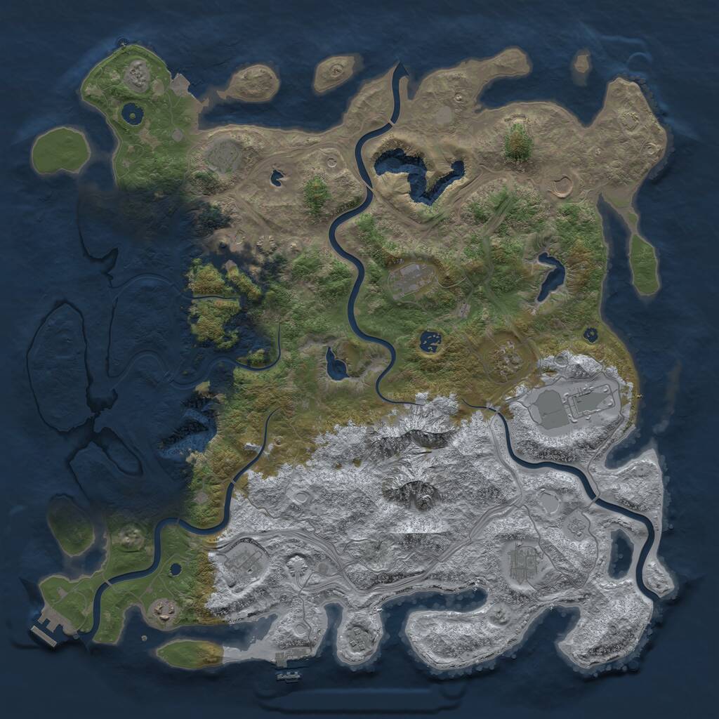 Rust Map: Procedural Map, Size: 5000, Seed: 420346763, 17 Monuments