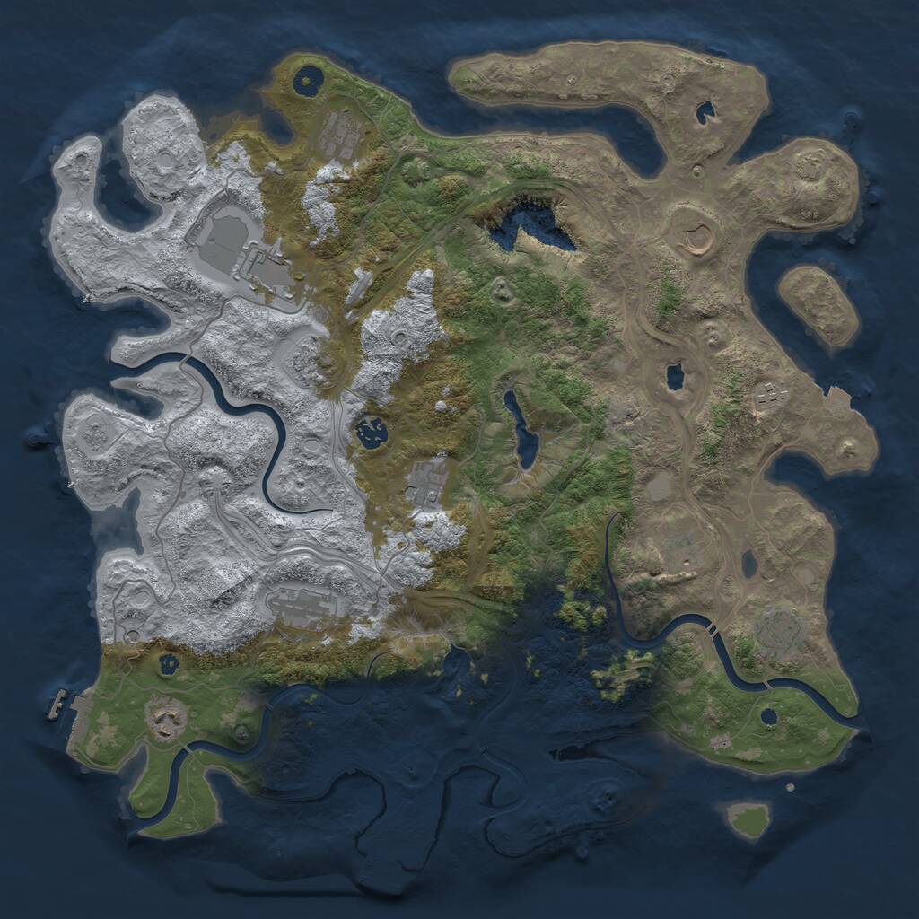 Rust Map: Procedural Map, Size: 4500, Seed: 1999215999, 17 Monuments
