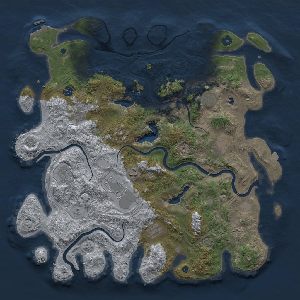 Rust Map: Procedural Map, Size: 4500, Seed: 29814364, 16 Monuments