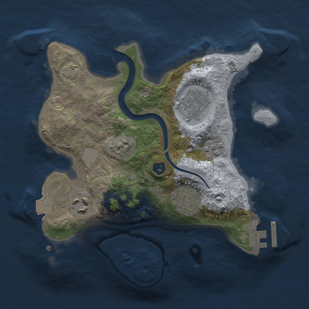 Rust Map: Procedural Map, Size: 2400, Seed: 210825, 7 Monuments