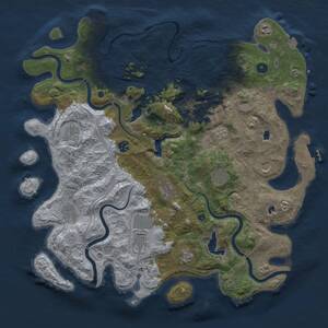 Thumbnail Rust Map: Procedural Map, Size: 4500, Seed: 599926712, 17 Monuments