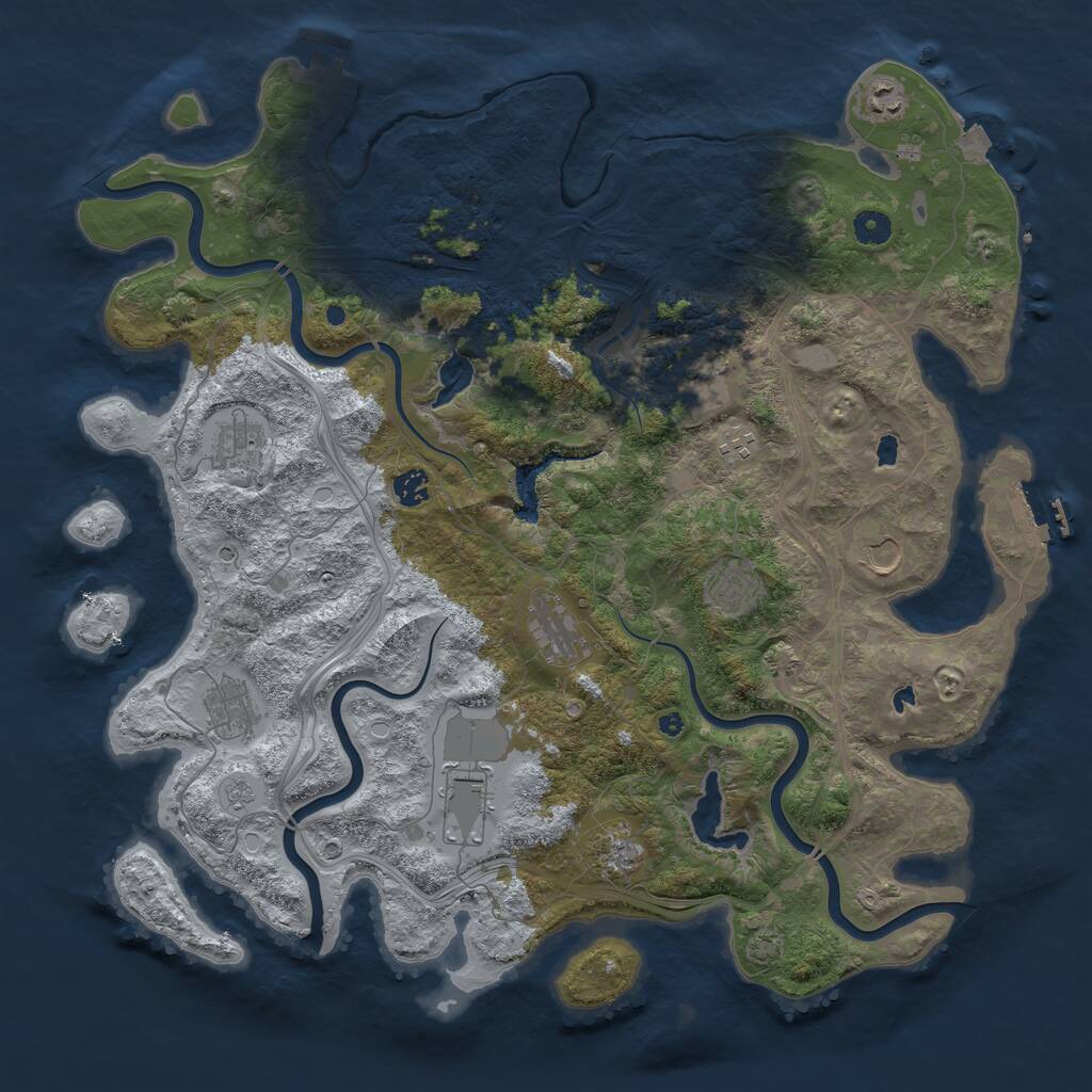 Rust Map: Procedural Map, Size: 4500, Seed: 599926712, 17 Monuments