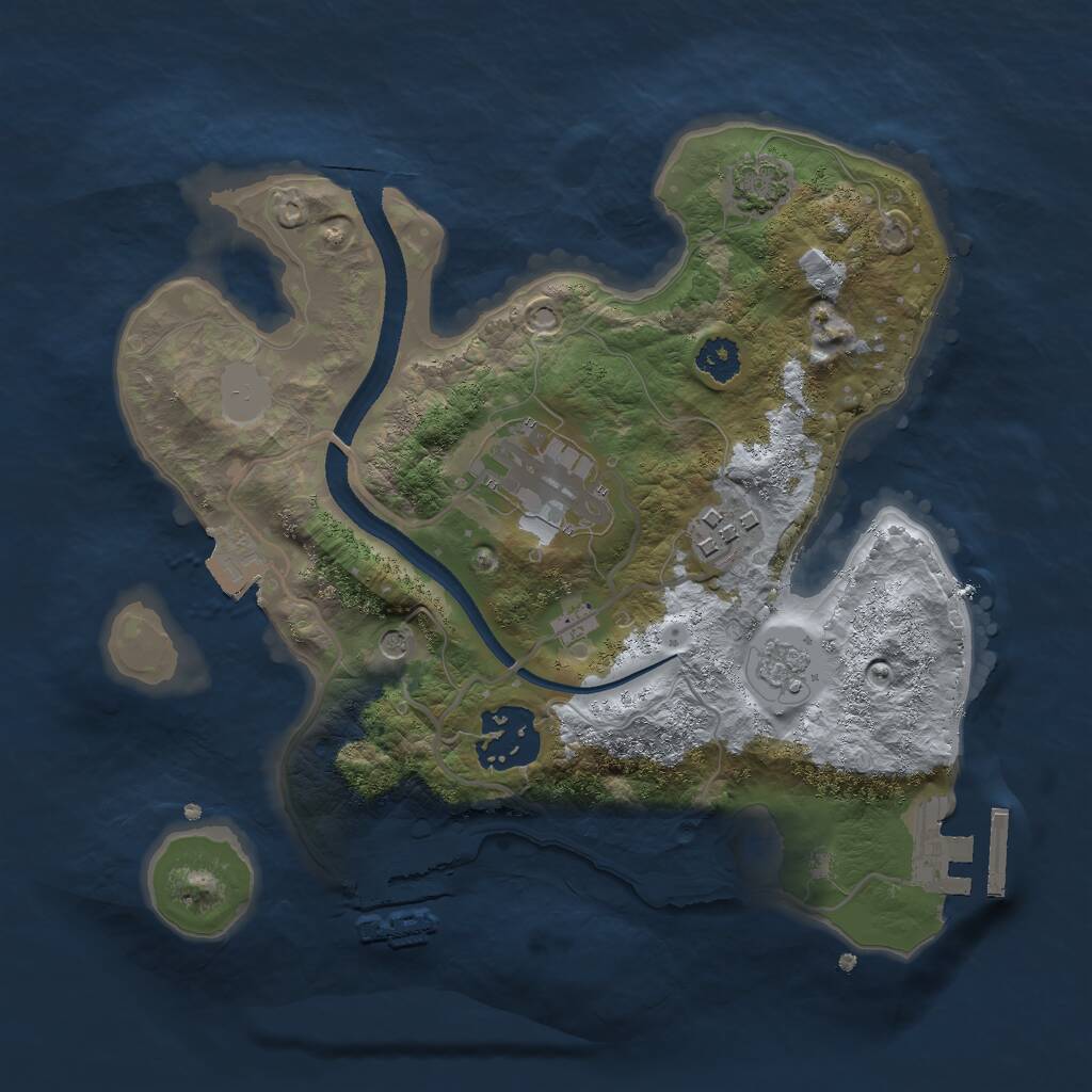 Rust Map: Procedural Map, Size: 2500, Seed: 2454214, 9 Monuments
