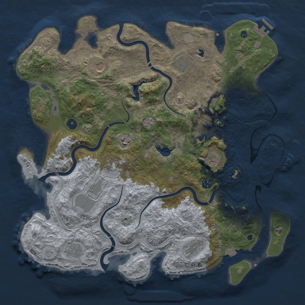 Rust Map: Procedural Map, Size: 4350, Seed: 423345137, 17 Monuments