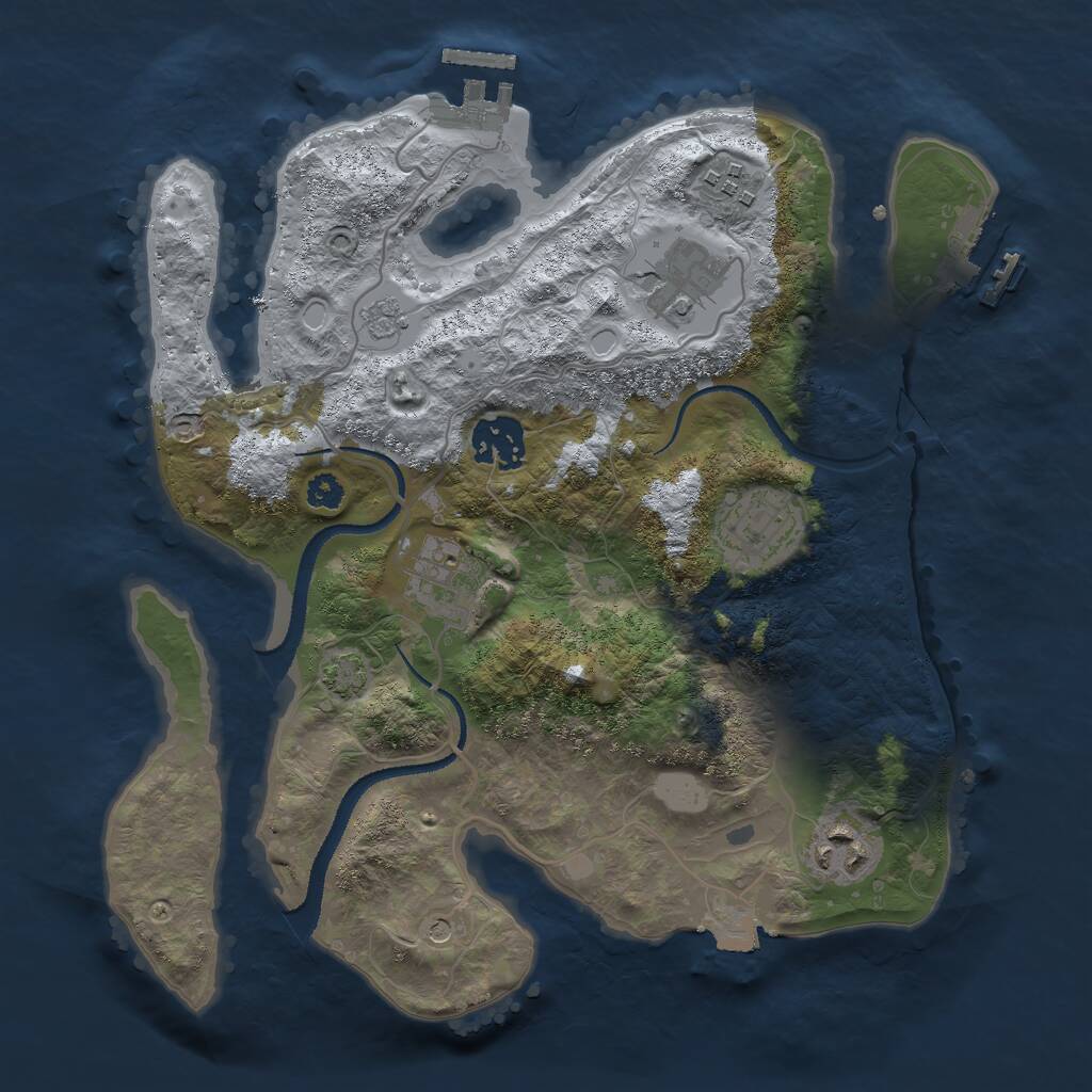 Rust Map: Procedural Map, Size: 3000, Seed: 911123968, 12 Monuments