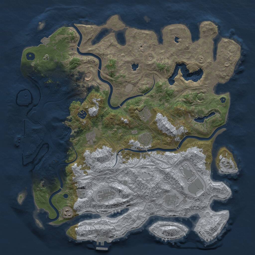 Rust Map: Procedural Map, Size: 4500, Seed: 79283853, 16 Monuments