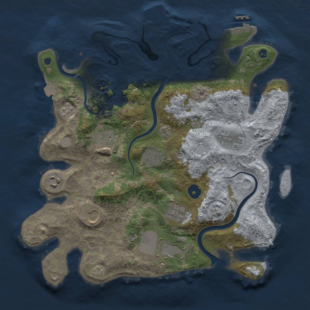 Rust Map: Procedural Map, Size: 3500, Seed: 663091161, 14 Monuments