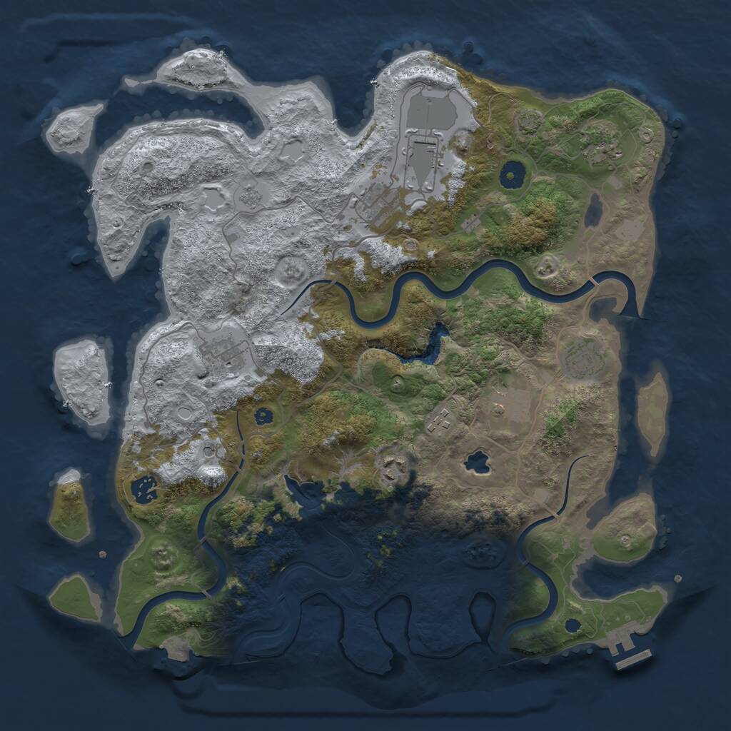 Rust Map: Procedural Map, Size: 4000, Seed: 1544, 14 Monuments