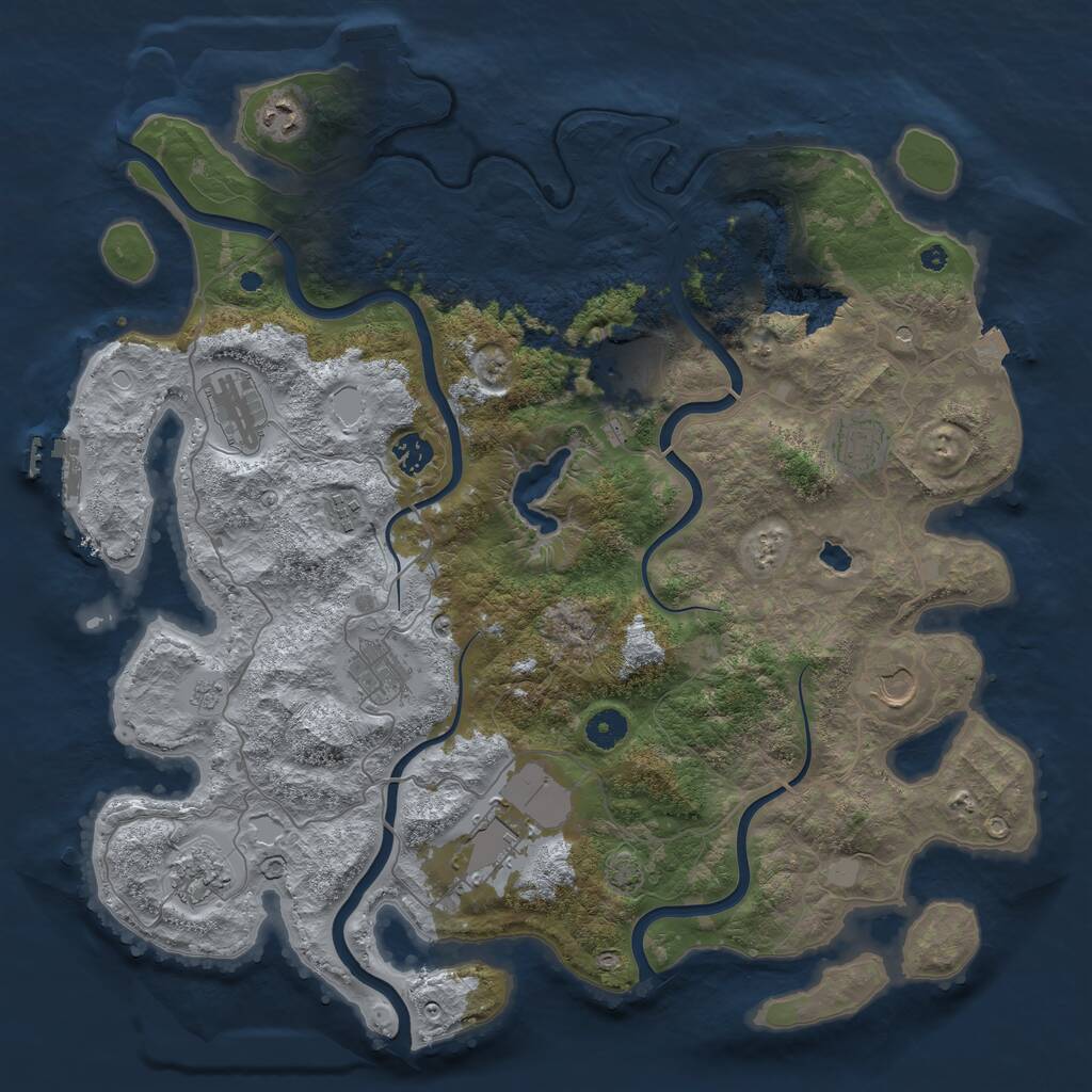 Rust Map: Procedural Map, Size: 4200, Seed: 1937712995, 16 Monuments