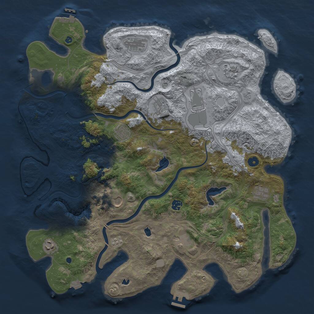 Rust Map: Procedural Map, Size: 4500, Seed: 764387859, 17 Monuments