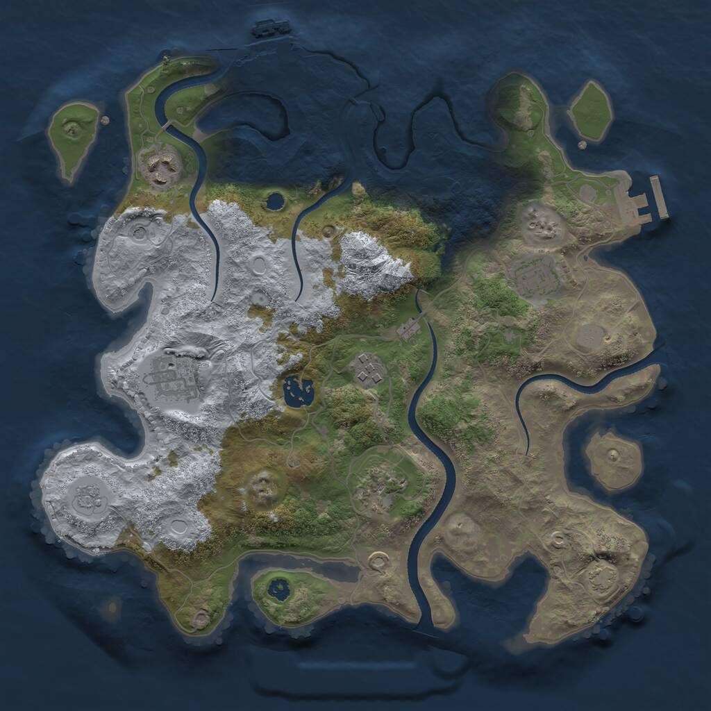 Rust Map: Procedural Map, Size: 3300, Seed: 1051514035, 12 Monuments