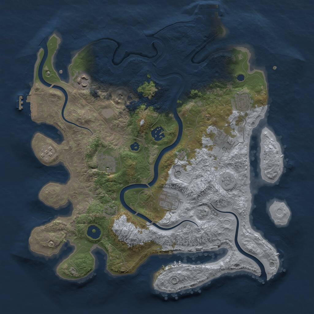 Rust Map: Procedural Map, Size: 3500, Seed: 1398373830, 13 Monuments