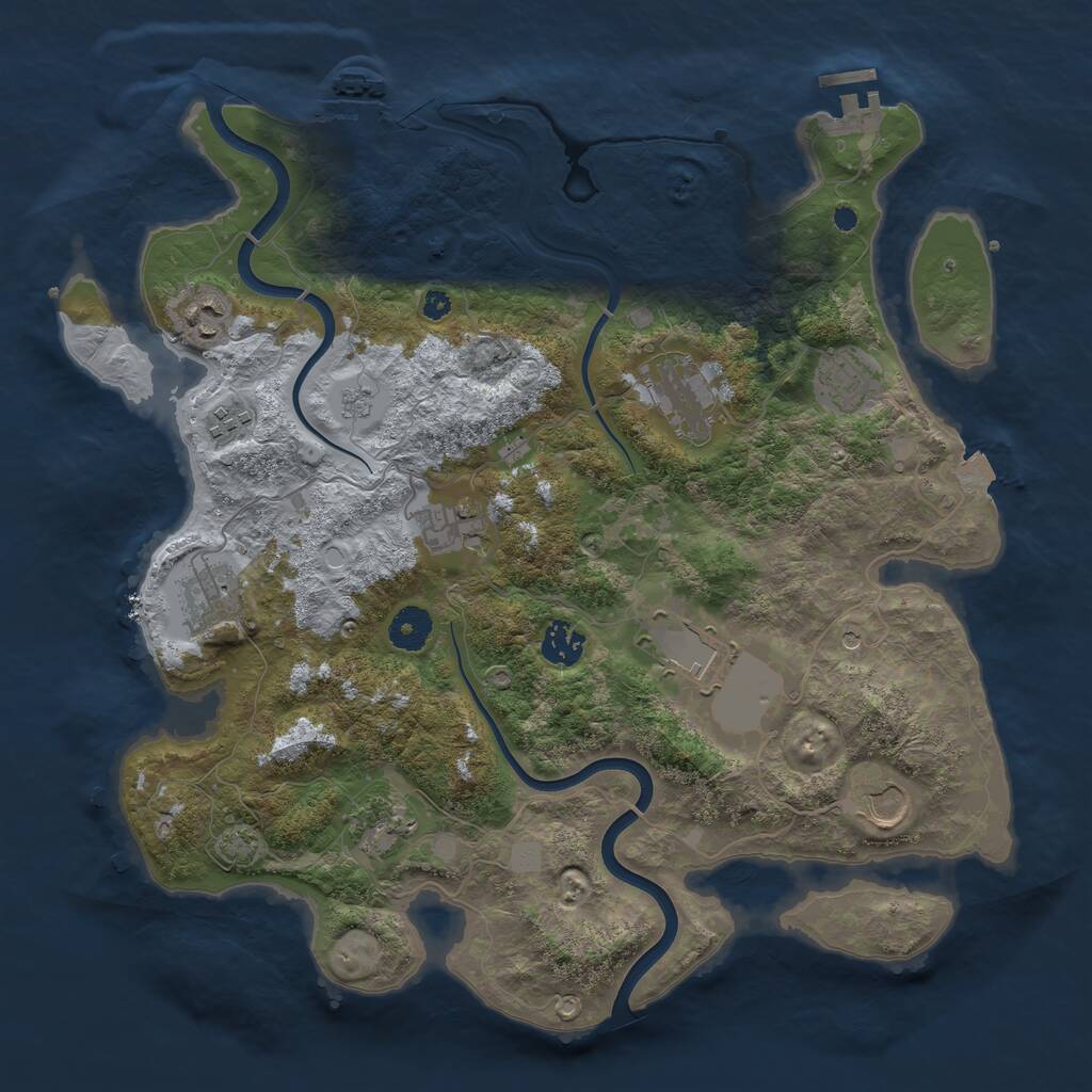 Rust Map: Procedural Map, Size: 3800, Seed: 151231555, 16 Monuments