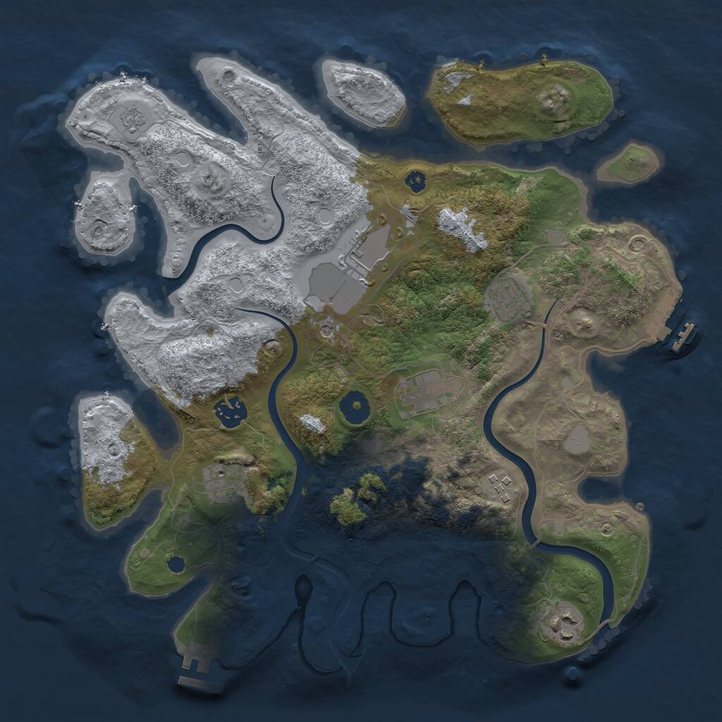 Rust Map: Procedural Map, Size: 3500, Seed: 637677822, 13 Monuments