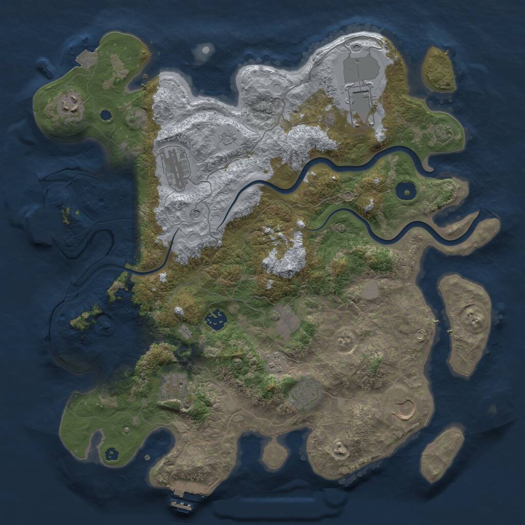 Rust Map: Procedural Map, Size: 3900, Seed: 123356, 15 Monuments