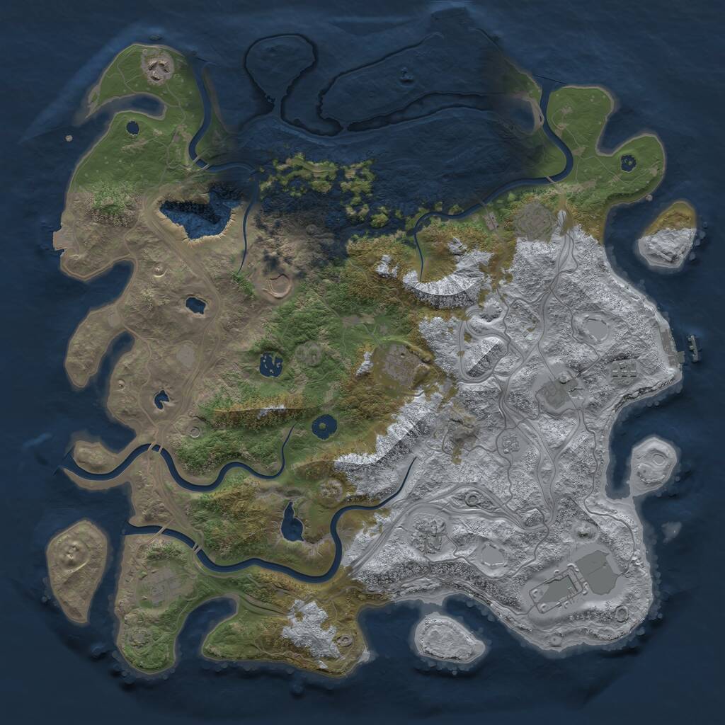 Rust Map: Procedural Map, Size: 4500, Seed: 1821048734, 16 Monuments