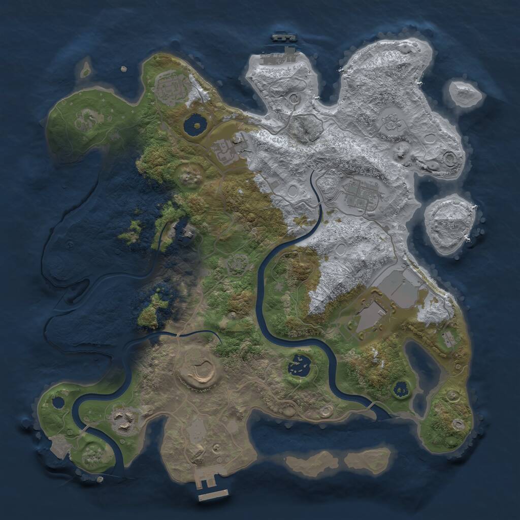 Rust Map: Procedural Map, Size: 3500, Seed: 226850, 14 Monuments