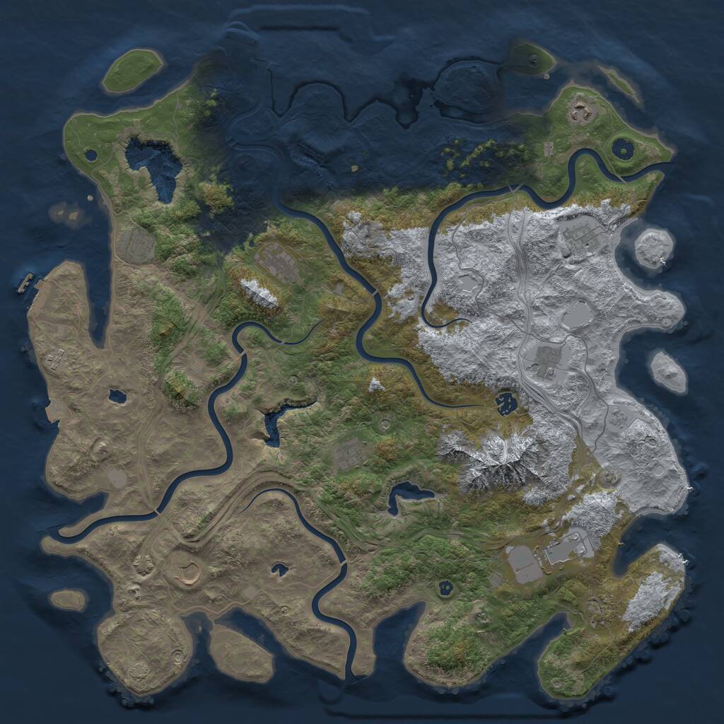 Rust Map: Procedural Map, Size: 5000, Seed: 907917619, 17 Monuments