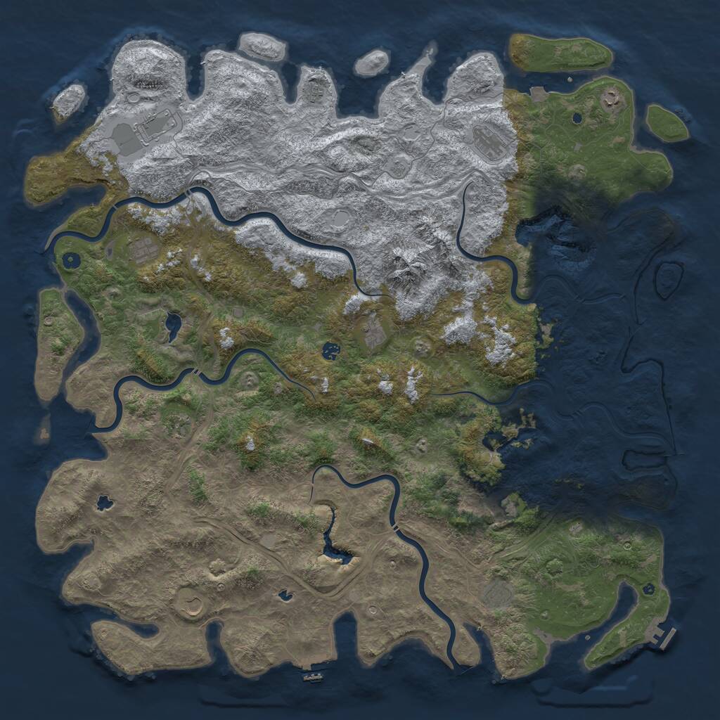 Rust Map: Procedural Map, Size: 6000, Seed: 740512471, 17 Monuments